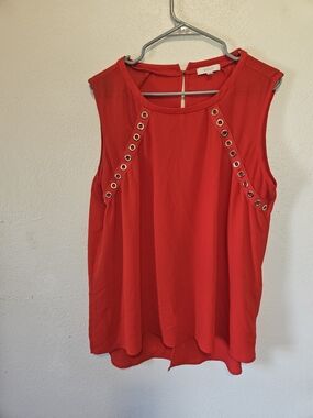 Halo Red Sleeveless Grommet-Accent Camisole